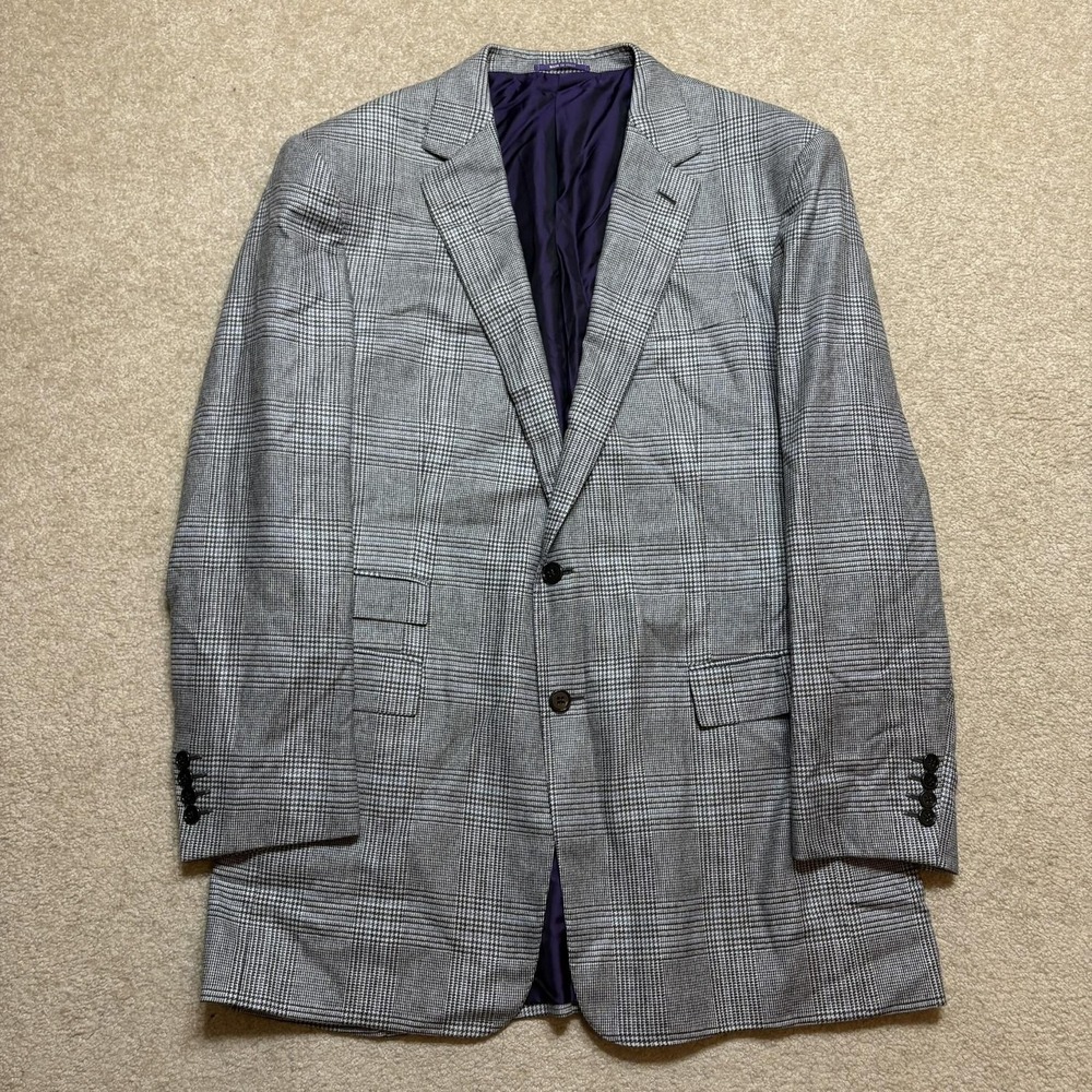 Ralph Lauren Purple Label Sport Coat Blazer 54 IT 44 US Plaid Wool Silk Cashmere